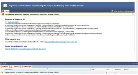 e_invalidarg 0x80070057|Exception from HRESULT: 0x80070057 (E.